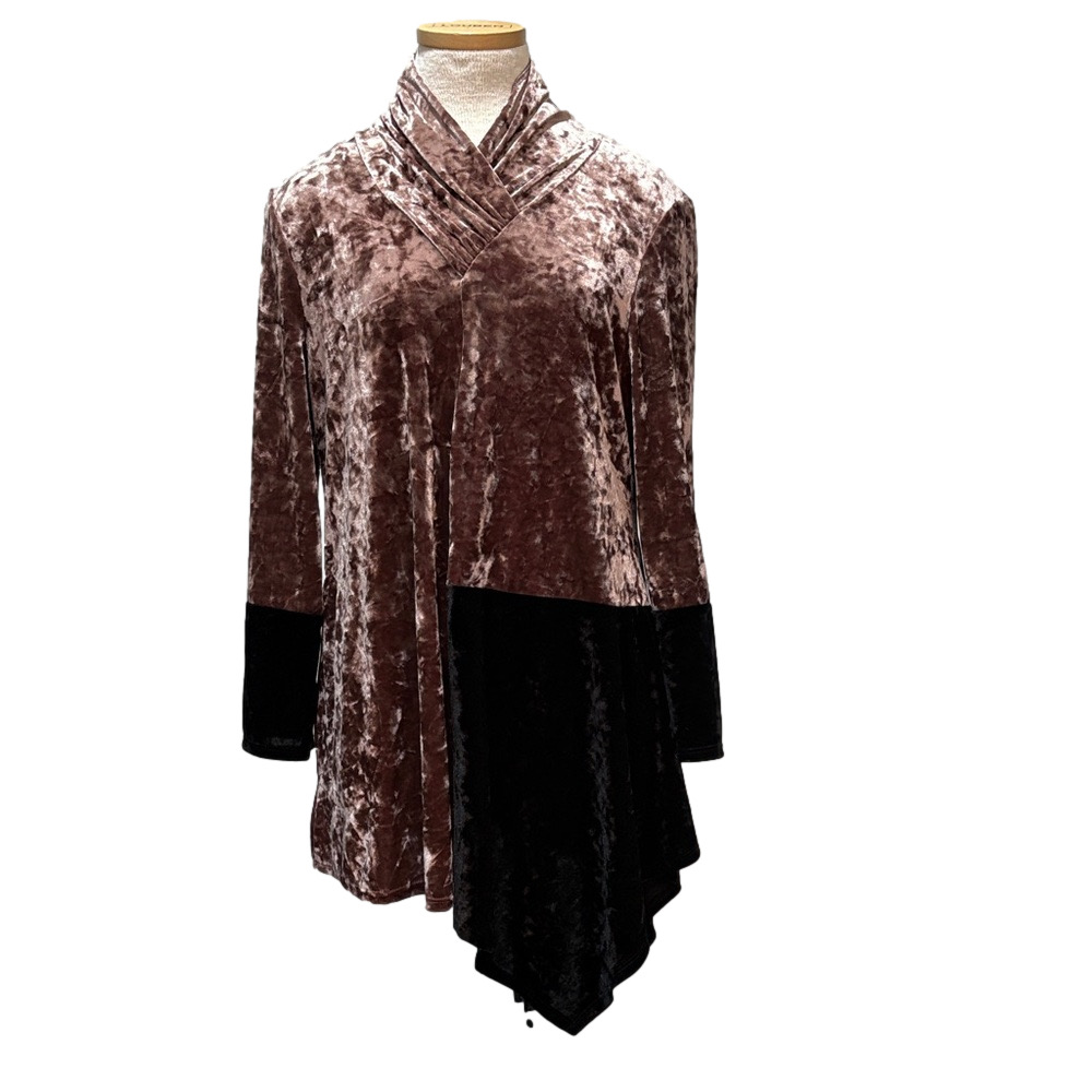IC by Connie K sz. L brown and black velvet tunic top